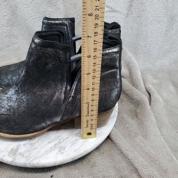 Diba True Shoes Womens Size 10 Stop By Black Metallic Shimmer Leather Ankle Boot - Picture 2 of 10
